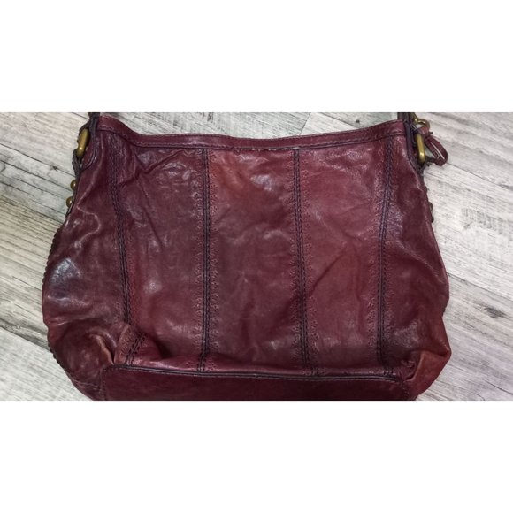 Fossil Leather Talita Embossed Large Boho Classic Red Shoulder Satchel Handbag - Picture 4 of 9